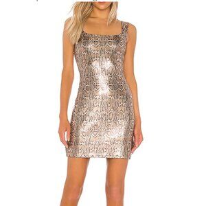 NWT L'AGENCE Auden Snake Print Sequin Mini Dress size S